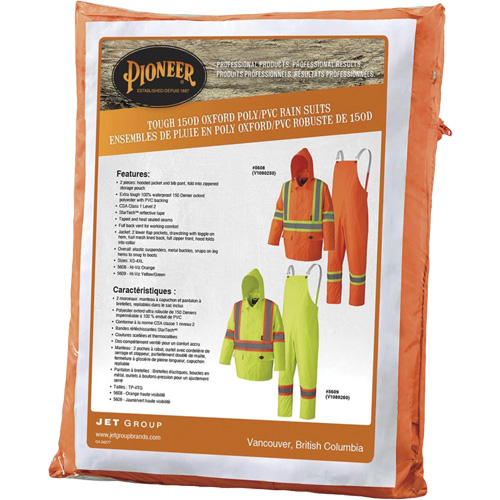 5608 210D Waterproof Rain Suit, Polyester/PVC, Small, High Visibility Orange OSI Industrial Sales