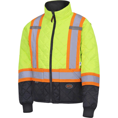5016 Quilted Freezer Jacket, Polyester, Black/High Visibility Lime-Yellow, X-Small OSI Industrial Sales