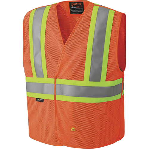 6914A Veste de s&eacute;curit&eacute; ignifug&eacute;e, Orange haute visibilit&eacute;, Moyen/Petit, Polyester OSI Industrial Sales