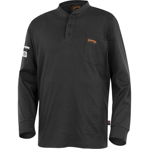 332 Chandail Henley en tricot interlock ignifuge, Petit, Noir OSI Industrial Sales