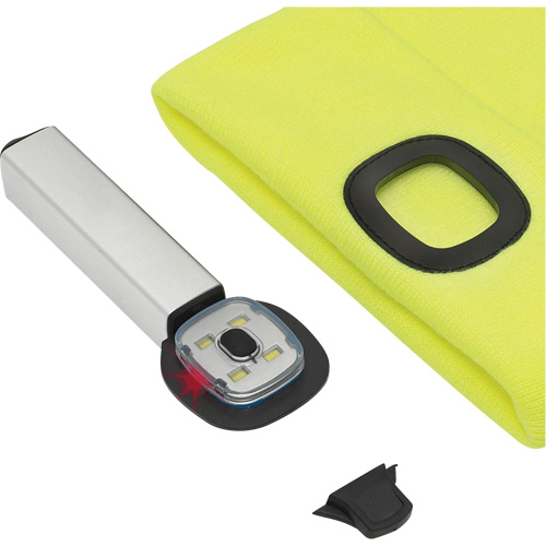 5676 Knit Toque with LED Headlight, Fleece Lining, One Size, High Visibility Yellow OSI Industrial Sales