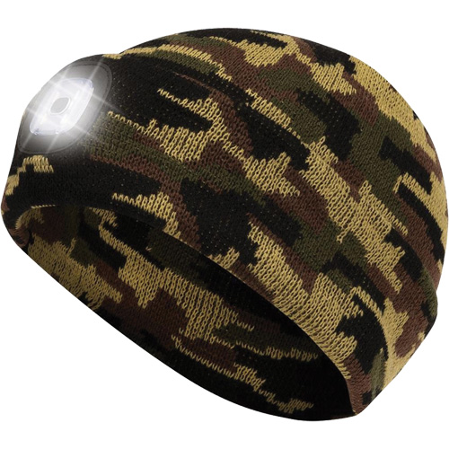 5677 Tuque en tricot avec lampe frontale &agrave; DEL, Doublure en Molleton, Taille unique, Camo OSI Industrial Sales