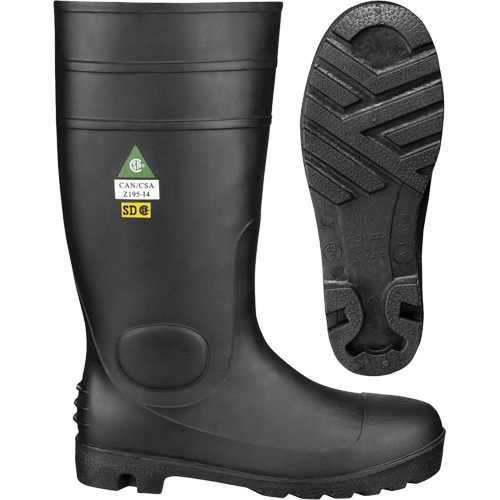 1022 Bottes de s&eacute;curit&eacute;, PVC, Embout Acier, Pointure 10, Semelle R&eacute;sistant aux perforations OSI Industrial Sales