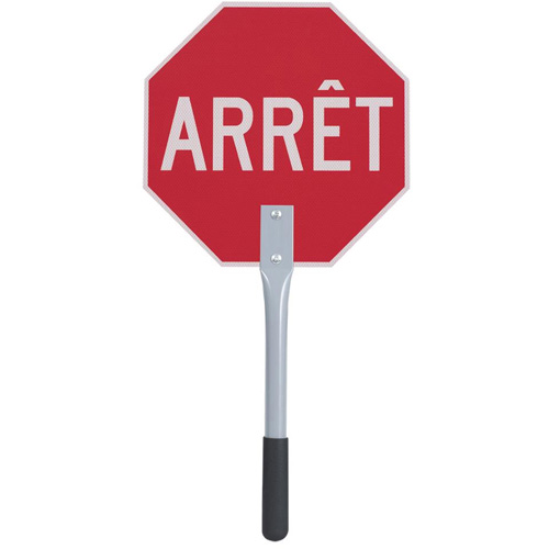 Traffic Stop/Slow Paddle - French, 12" x 12", Coroplastic, French OSI Industrial Sales