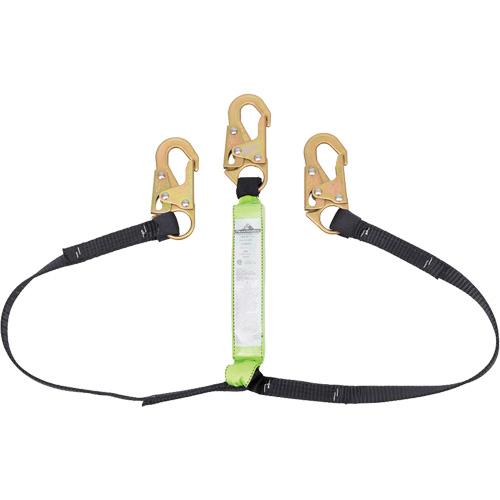 SA-64000-6 Shock Absorbing Lanyard, 6', Snap Hook Center, Snap Hook Leg Ends, Polyester OSI Industrial Sales