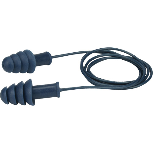 Bouchons doreilles en TPR d&eacute;tectables et r&eacute;utilisables, Avec cordon, Vrac - Boîte, 27 dB NRR, Taille unique OSI Industrial Sales