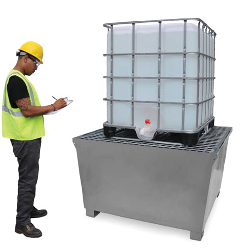 Ultra-IBC Spill Pallet en acier, Capacit&eacute; de d&eacute;versement 370 gal. US, 57,6" x 34,7" x 56,9" OSI Industrial Sales