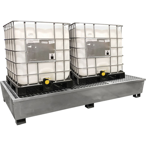 Steel Ultra-Twin IBC Spill Pallet&reg;, 370 US gal. Spill Capacity, 103.8" x 26.8" x 51.1" OSI Industrial Sales