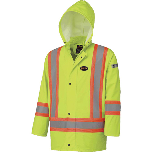 5894 Veste imperm&eacute;able r&eacute;sistant &agrave; la flamme, 2T-Grand, Jaune lime haute visibilit&eacute; OSI Industrial Sales