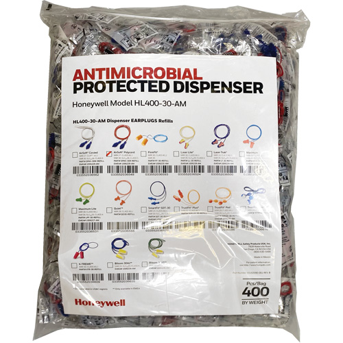 Recharge de bouchons doreille AS-30R pour le distributeur HL400, Vrac - Sac en poly, Avec cordon OSI Industrial Sales