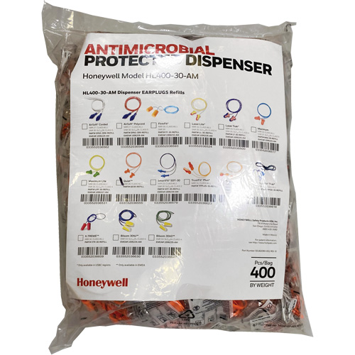 Recharge de bouchons doreille QD30 pour le distributeur HL400, Vrac - Sac en poly, Avec cordon OSI Industrial Sales