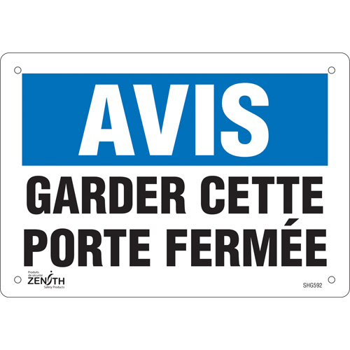 "Porte ferm&eacute;e" Sign, 7" x 10", Vinyl, French OSI Industrial Sales
