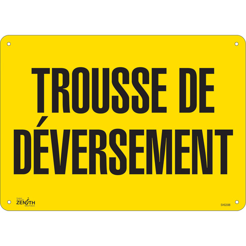 "Trousse de d&eacute;versement" Sign, 10" x 14", Plastic, French OSI Industrial Sales