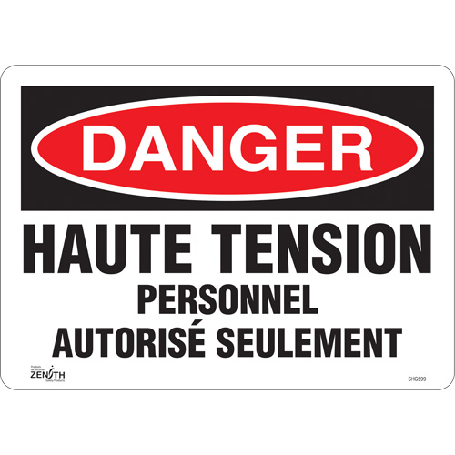 "Haute tension" Sign, 10" x 14", Vinyl, French OSI Industrial Sales