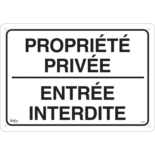 "Propri&eacute;t&eacute; priv&eacute;e" Sign, 14" x 20", Aluminum, French OSI Industrial Sales