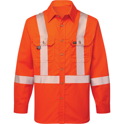 Ultrasoft&reg; Flame Resistant Deluxe Segmented Striped Work Shirt, 4X-Large, Orange OSI Industrial Sales