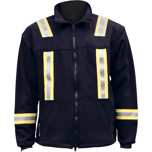 Flame Resistant Striped Full Zip Fleece Jacket, Small, Navy Blue OSI Industrial Sales