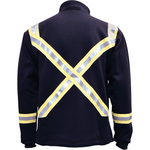 Flame Resistant Striped Full Zip Fleece Jacket, Small, Navy Blue OSI Industrial Sales