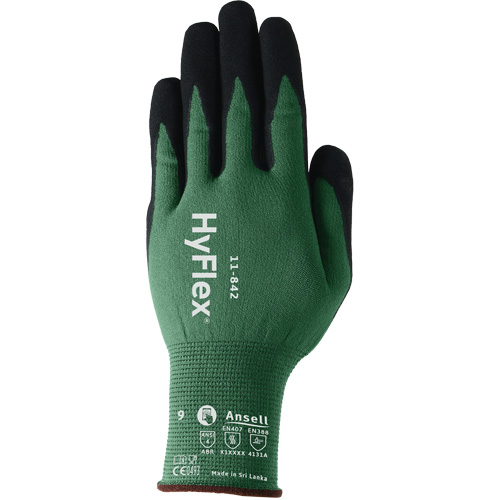 HyFlex&reg; 11-842 Sustainable Multi-Purpose Gloves, 5, Foam Nitrile Coating, 15 Gauge, Nylon Shell OSI Industrial Sales