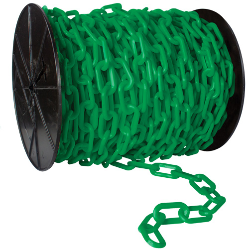 Chaîne de s&eacute;curit&eacute; en plastique robuste, Jaune, Maillon de 2", 100' de long OSI Industrial Sales