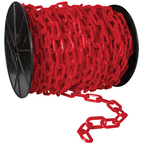 Heavy-Duty Plastic Safety Chain, Black, 2" Link, 100' Length OSI Industrial Sales