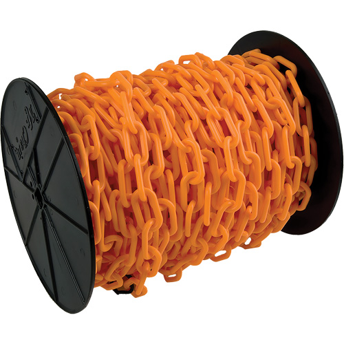 Heavy-Duty Plastic Safety Chain, Orange, 2" Link, 100' Length OSI Industrial Sales
