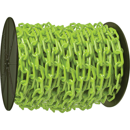 Heavy-Duty Plastic Safety Chain, Green, 2" Link, 100' Length OSI Industrial Sales