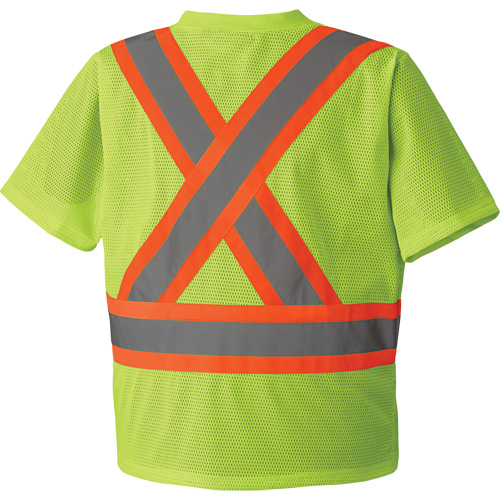 5993P Mesh Safety T-Shirt, Polyester, Small, High Visibility Lime-Yellow OSI Industrial Sales