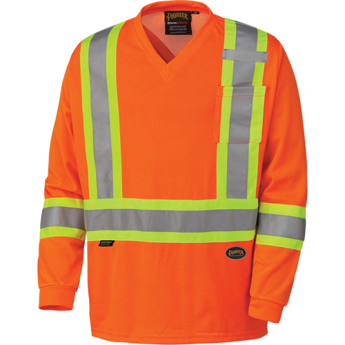 6984 Traffic Micro Mesh Long-Sleeved Safety Shirt, Small, High Visibility Orange OSI Industrial Sales