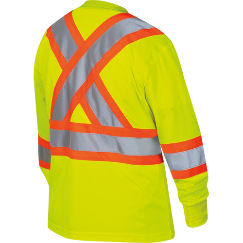 6969 Women's Bird's-Eye Long-Sleeved Safety Shirt, Polyester, X-Small, High Visibility Lime-Yellow OSI Industrial Sales