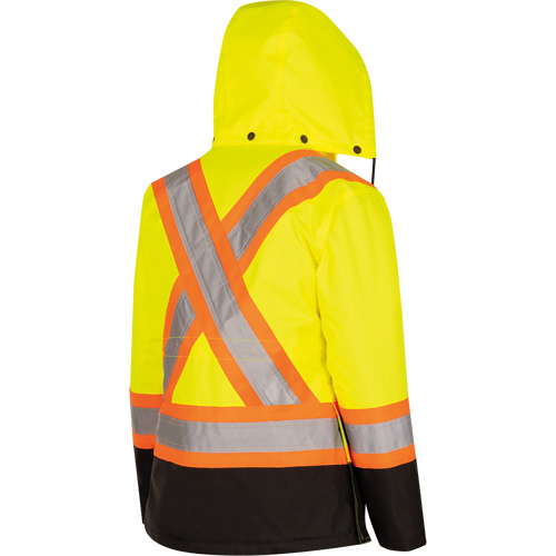 5021BBW Women's  7-in-1 Waterproof Jacket with Hood, Polyester/Polyurethane, High Visibility Lime-Yellow, X-Small OSI Industrial Sales