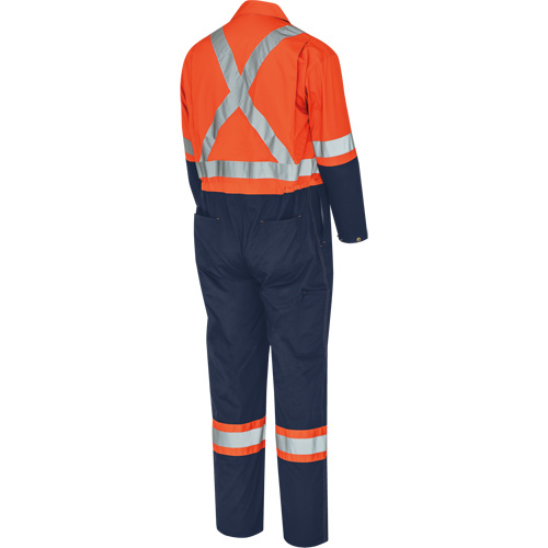 5514BB 2-Tone Safety Coveralls with Zipper Closure, 36, High Visibility Orange/Navy Blue OSI Industrial Sales