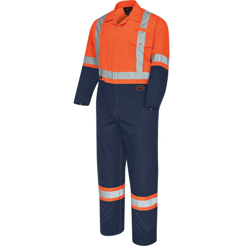 5514BBT 2-Tone Safety Coveralls with Zipper Closure, 40 (Tall), High Visibility Orange/Navy Blue OSI Industrial Sales