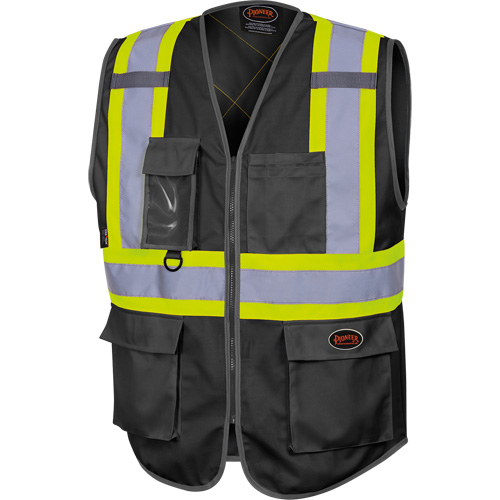 6959BK Tricot High-Visibility Safety Vest with Zipper Closure, Black, X-Small, Polyester OSI Industrial Sales
