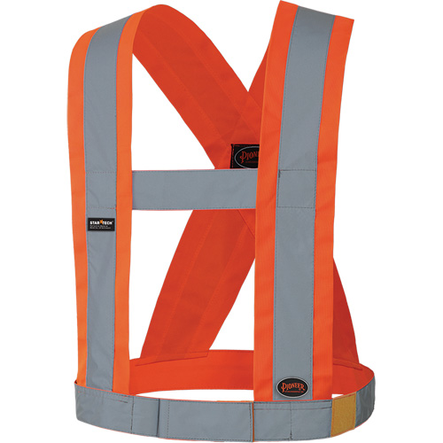 5491 Bretelles ajustables de s&eacute;curit&eacute; haute visibilit&eacute; de 4" de largeur, R&eacute;pond ou surpasse la norme CSA Z96 classe 2 - niveau 2, Orange haute visibilit&eacute;, Couleur r&eacute;fl&eacute;chissante Argent, Taille unique OSI Industrial Sales