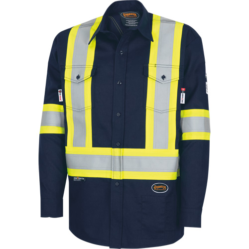 7742SF Chemise de s&eacute;curit&eacute; haute visibilit&eacute; r&eacute;sistant aux arcs &eacute;lectriques 88/12 FR-Tech, Petit, Bleu marin OSI Industrial Sales