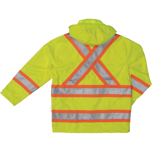 Ripstop Safety Rain Jacket, Polyester, X-Small, High Visibility Lime-Yellow OSI Industrial Sales