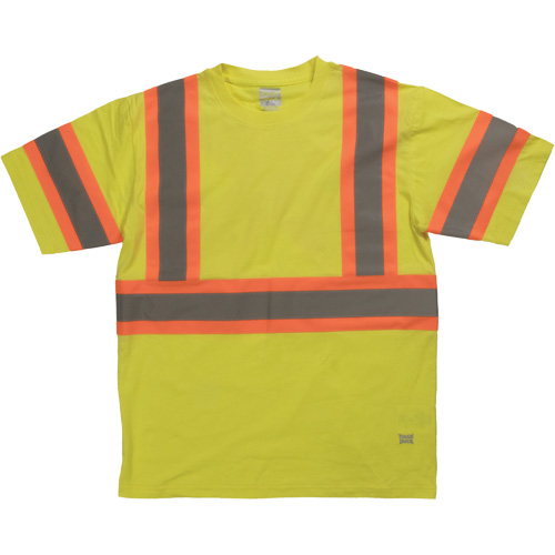 Chemise de s&eacute;curit&eacute; &agrave; manches courtes, Coton, T-petit, Jaune lime haute visibilit&eacute; OSI Industrial Sales