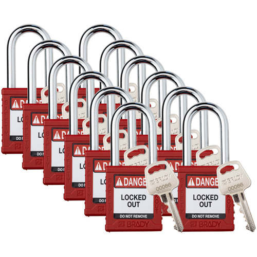 Velocity Lockout Padlocks, Red, Keyed Different, Nylon, 1-1/2" Width OSI Industrial Sales
