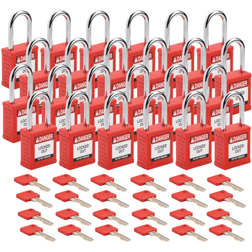 Velocity Lockout Padlocks, Red, Keyed Alike, Nylon, 1-1/2" Width OSI Industrial Sales