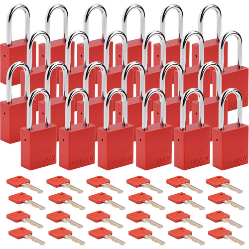 Cadenas de verrouillage Velocity, Rouge, Cl&eacute;s identiques, Aluminium, Largeur de 1-1/2" OSI Industrial Sales