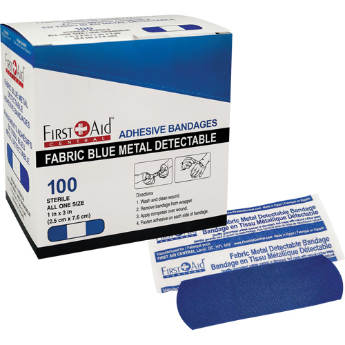 Bandages, Rectangular/Square, 3", Fabric Metal Detectable, Sterile OSI Industrial Sales