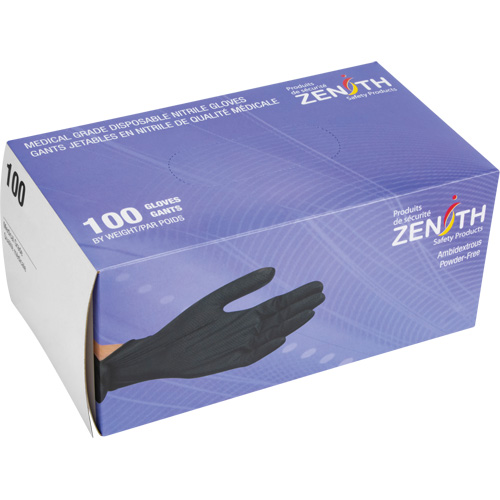 Gants d'examen de poids lourd &agrave; prise tactile, Petit, Nitrile, 8 mils, Sans poudre, Noir OSI Industrial Sales