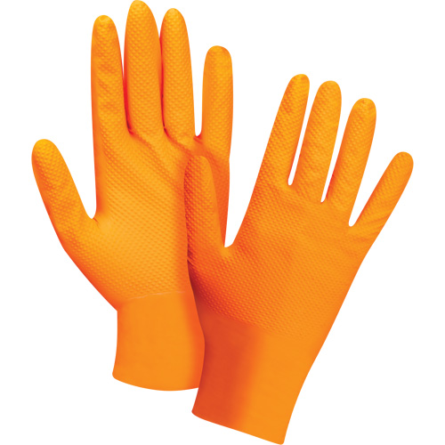 Heavyweight Tactile Grip Examination Gloves, Large, Nitrile, 8-mil, Powder-Free, Orange OSI Industrial Sales