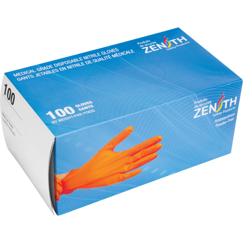Heavyweight Tactile Grip Examination Gloves, Large, Nitrile, 8-mil, Powder-Free, Orange OSI Industrial Sales