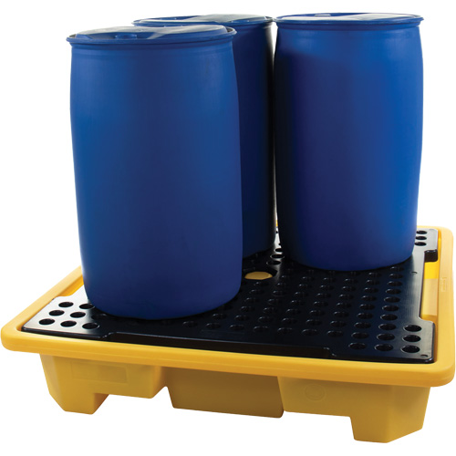Palette de d&eacute;versements pour quatre barils, Capacit&eacute; de d&eacute;versement 66 gal. US, 57,5" x 57,5" x 12" OSI Industrial Sales