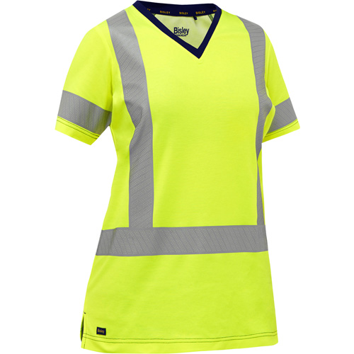 Chemise &agrave; manches courtes et X au dos Bisley pour femmes, Poly-coton, Petit, Jaune lime haute visibilit&eacute; OSI Industrial Sales