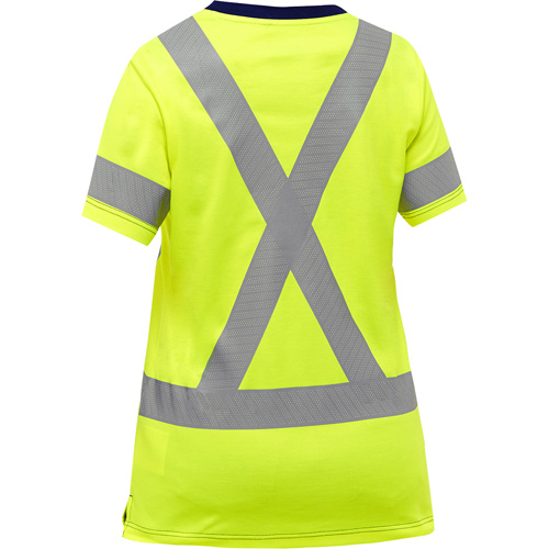 Chemise &agrave; manches courtes et X au dos Bisley pour femmes, Poly-coton, Petit, Jaune lime haute visibilit&eacute; OSI Industrial Sales