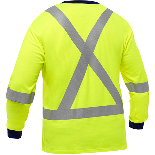 Chemise &agrave; manches longues et X au dos Bisley, Poly-coton, Petit, Jaune lime haute visibilit&eacute; OSI Industrial Sales