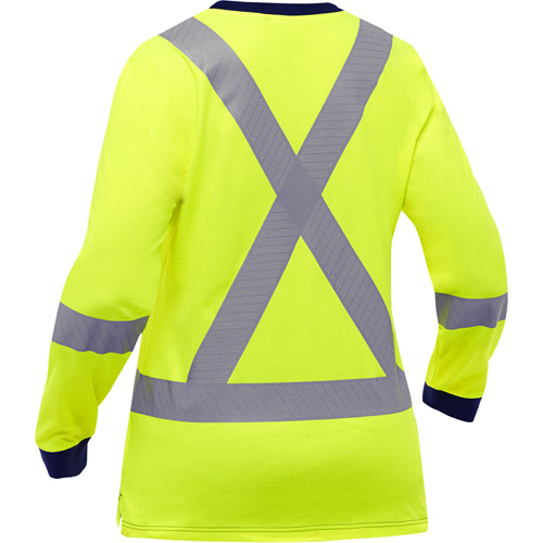 Chemise &agrave; manches longues et X au dos Bisley pour femmes, Poly-coton, Petit, Jaune lime haute visibilit&eacute; OSI Industrial Sales